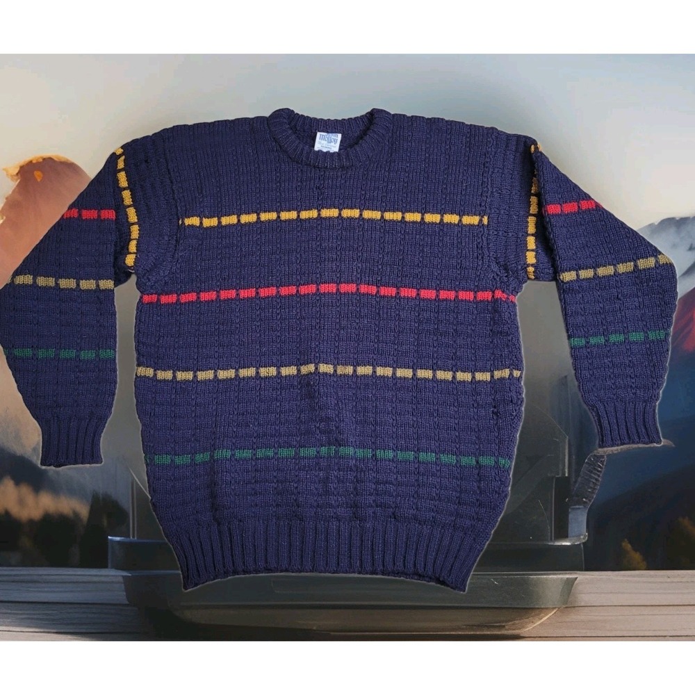 🍀Vintage John Molloy Sweater Mens L Blue 100% Irish Wool Knit Made in Ireland